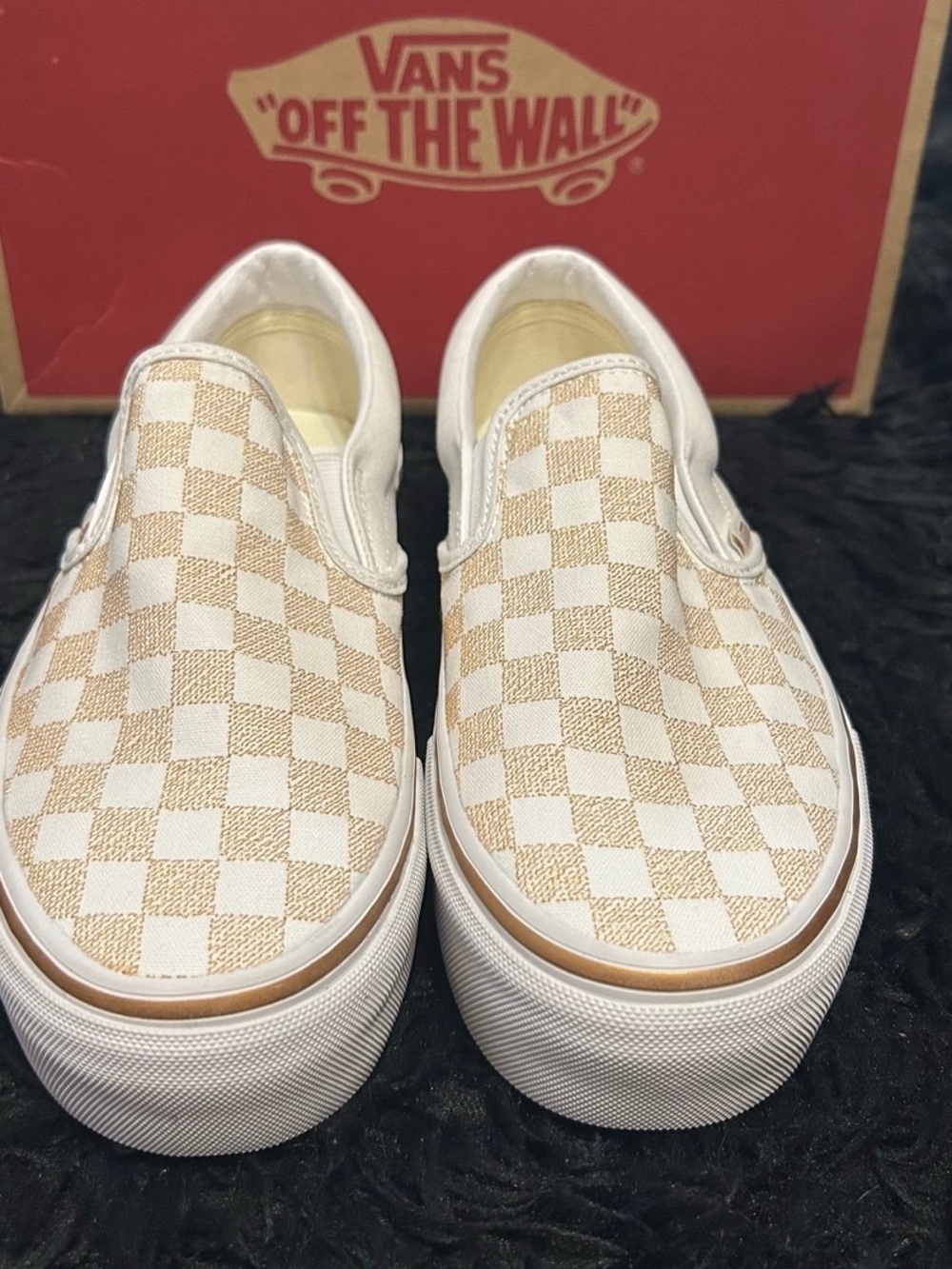 VANS checkerboard metallic gold platform slip on shoes sneakers women’s 9 new - Picture 2 of 8